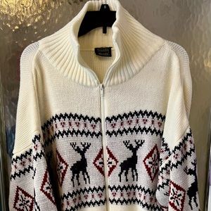 Vintage 80's Scandia Woods Sweater Nordic Deer Print Full Zip